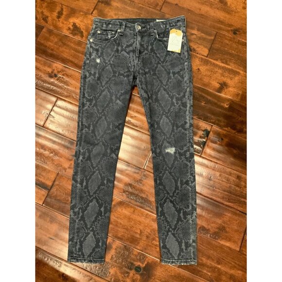 rag & bone Denim - Rag & Bone Black & Gray Snakeskin Cate Mid-Rise Ankle Skinny Leg Jeans, Size 26